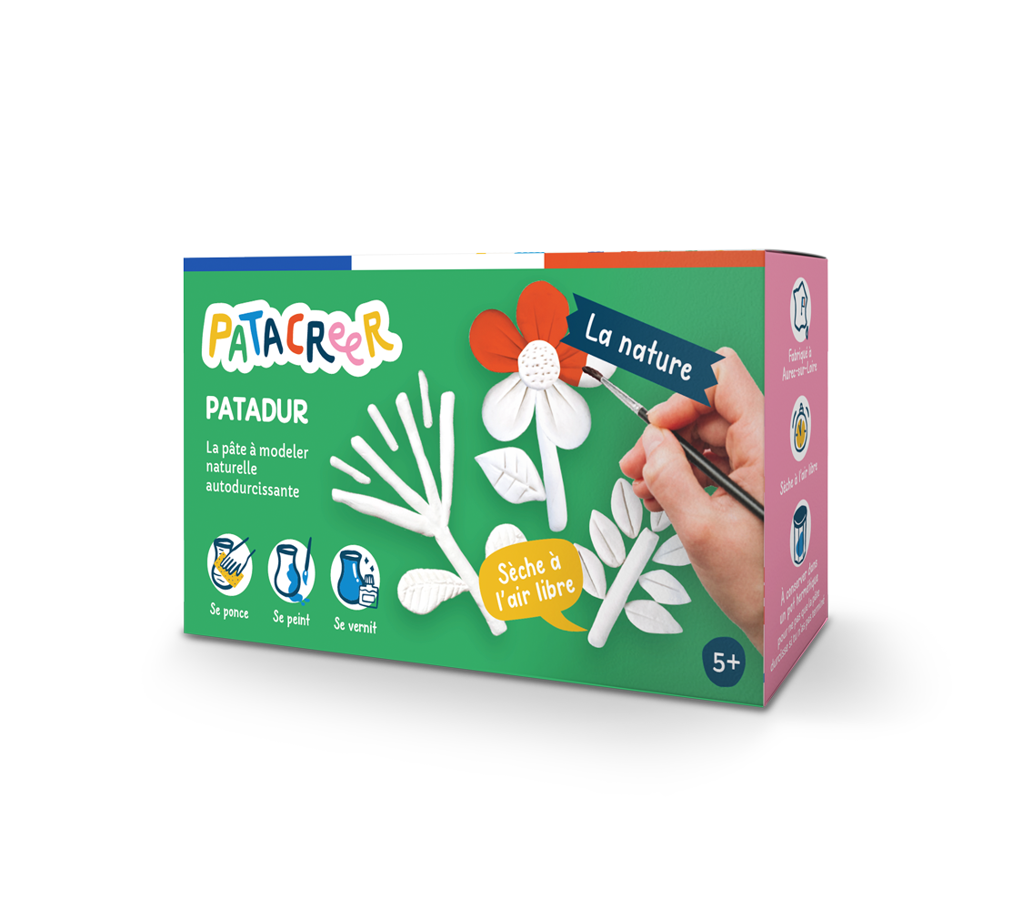 Boite Ma nature de 2X80G de Pâte à Modeler autodurcissante avec notice pour fabriquer une fleur