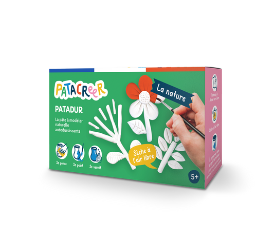 Boite Ma nature de 2X80G de Pâte à Modeler autodurcissante avec notice pour fabriquer une fleur